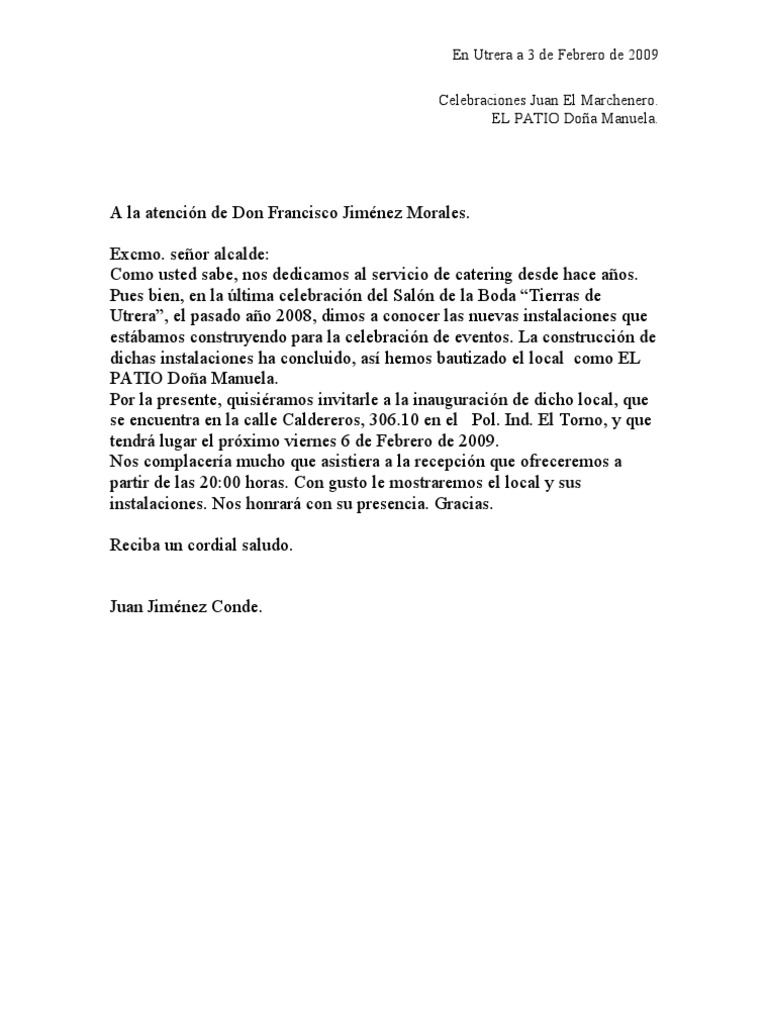 Carta Formal Para Un Alcalde