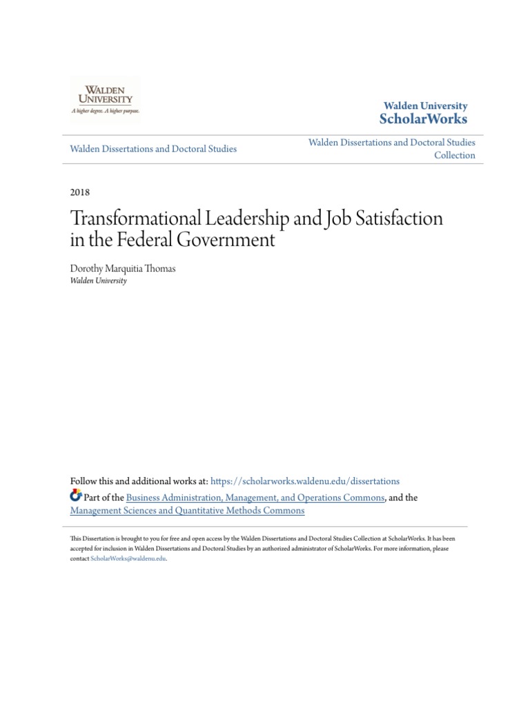 Transformational Leadership & Job Satisfaction | PDF | Leadership ...