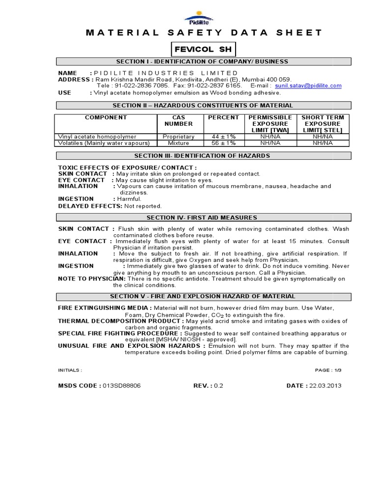 Material Safety Data Sheet Material Safety Data Sheet Material Safety