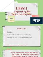 Upss-I: Subject:English Topic: Earthquake