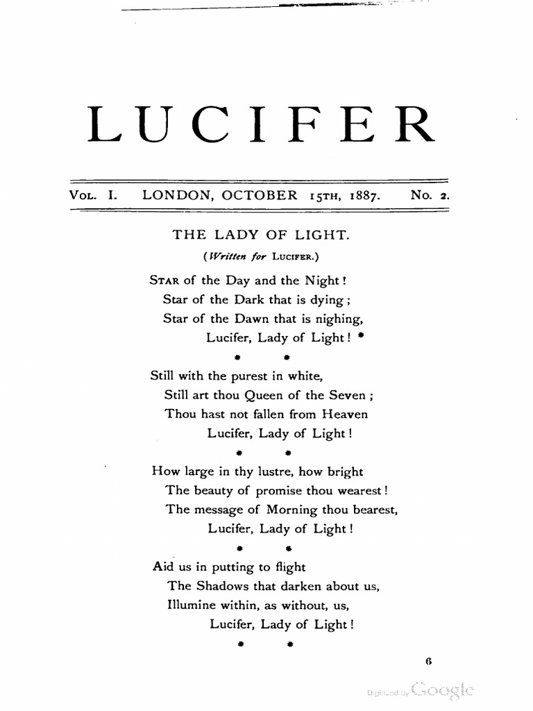 Lucifer v1 n2 October 1887 | PDF | Lucifer | Hypnosis