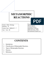 Metamorphic Reactions: Course: M.Sc. Geology Semester - II Course Code: MGELCC - 7 Unit: Unit - III