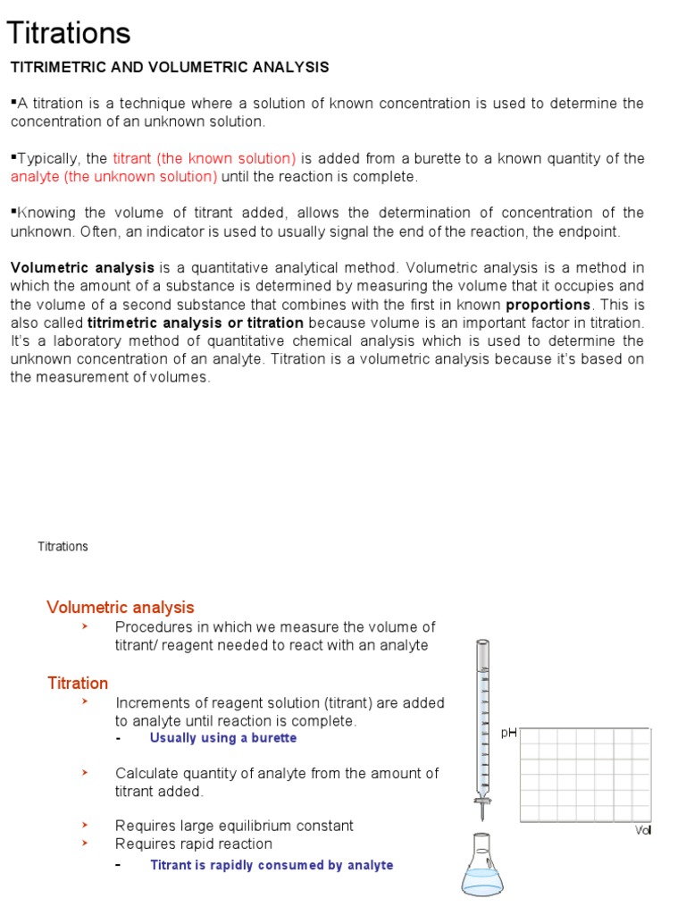 Titrations: Titrimetric and Volumetric Analysis | PDF | Chemistry ...