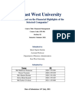 East West University: ''A Short Report On The Financial Highlights of The Selected Companies''