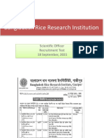 Bangladesh Rice Research Institution: Scientific Officer Recruitment Test 18 September, 2021