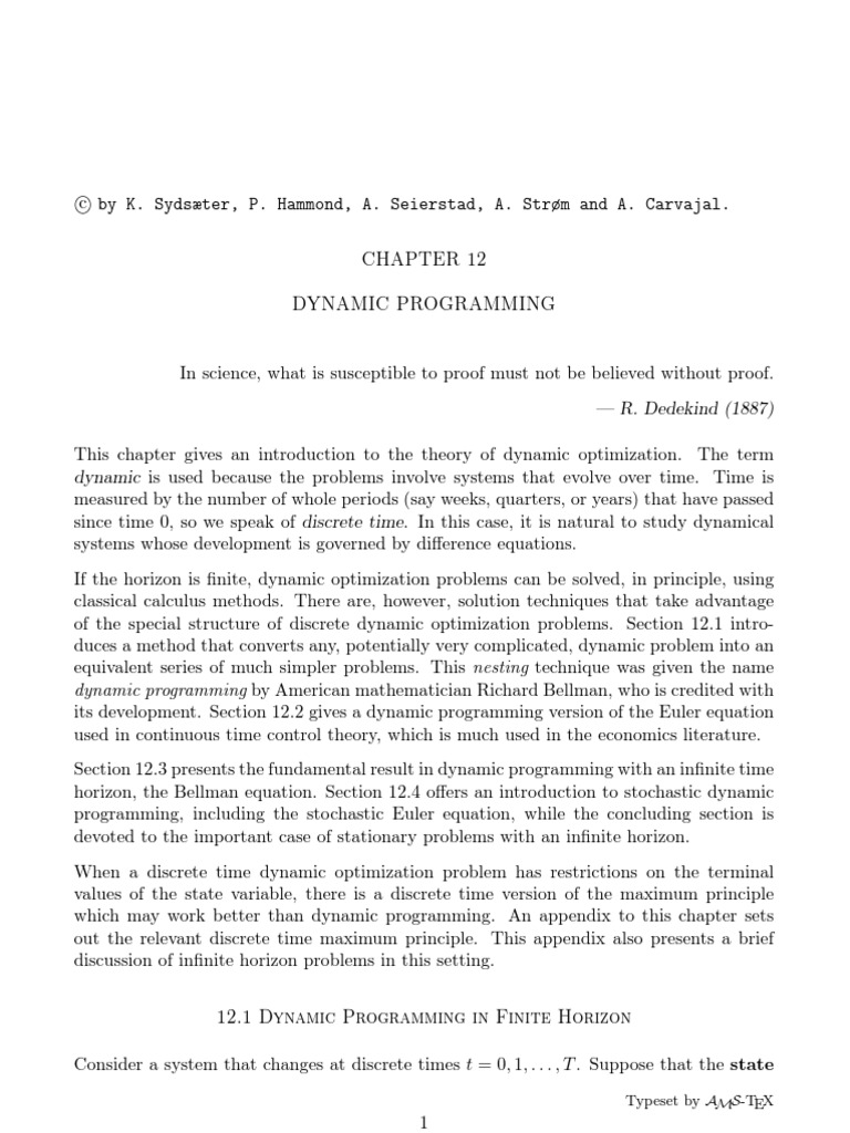 Typeset by AMS-TEX | PDF | Dynamic Programming | Mathematical Optimization