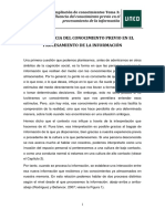 La Influencia Del Conocimiento Previo en El Procesamiento de La Información