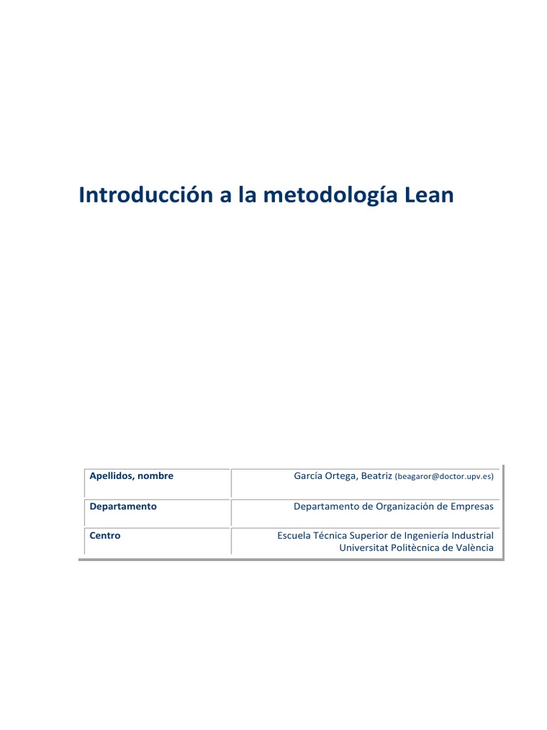 Introducción a la Metodología Lean | PDF | Lean Manufacturing | Gestión ...