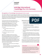 Recognition of Cambridge International AS & A Level and Cambridge Pre-U in Germany