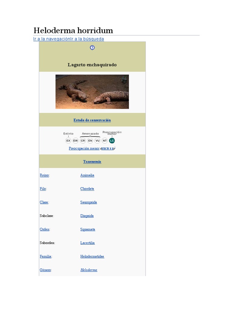 Heloderma Horridum | PDF | Lagartija