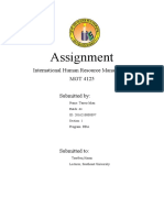 International Human Resource Management Assignment