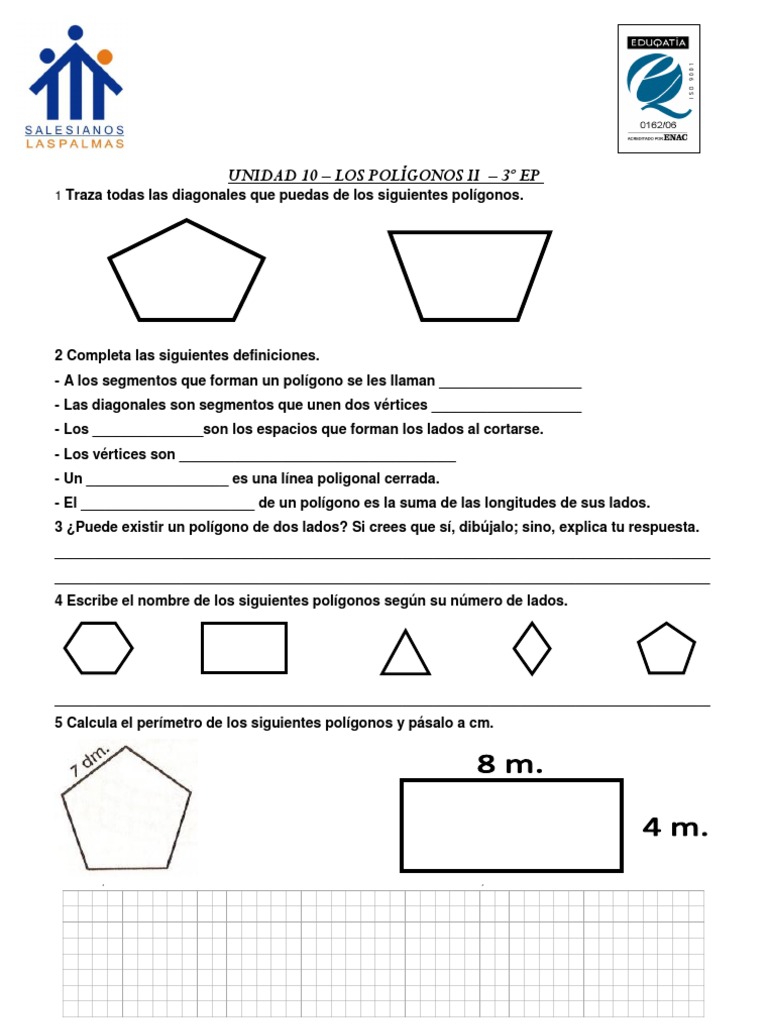FICHA II POLÍGONOS MATE UNIDAD 10 | PDF | Polígono | Politopos