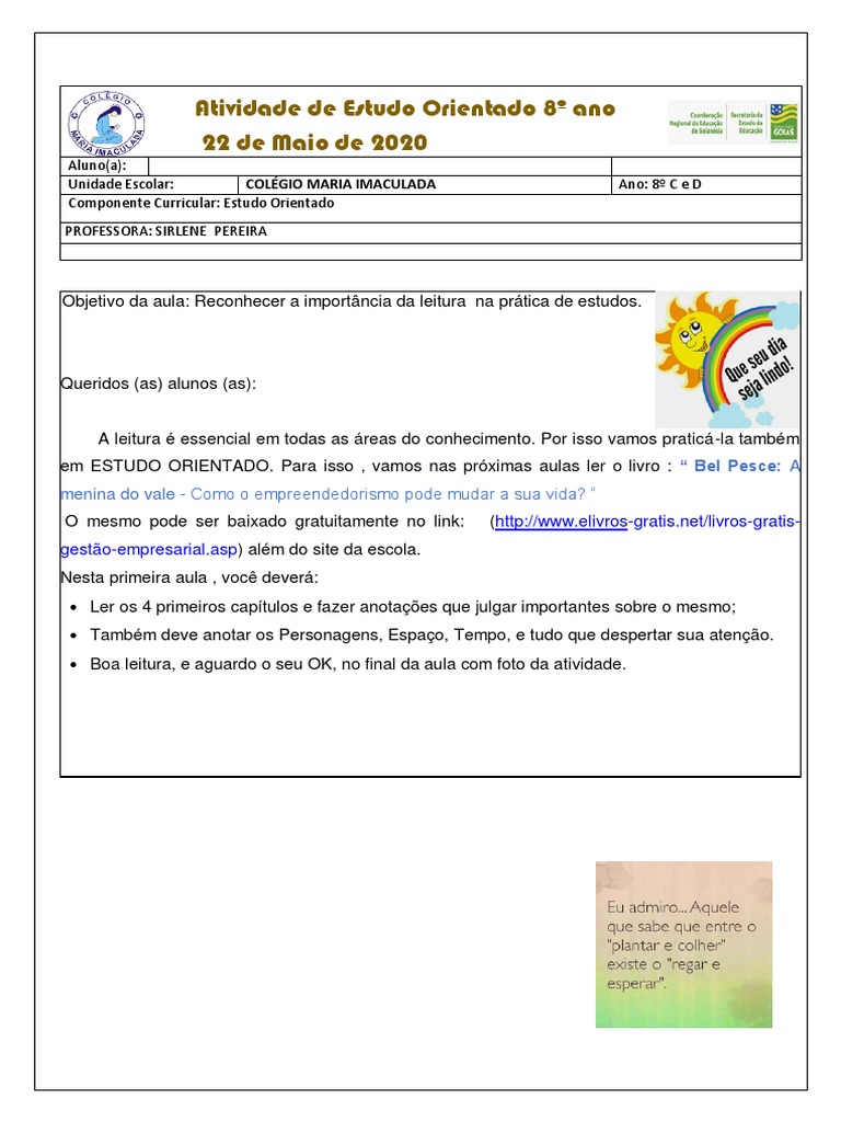 Atividade de Leitura para Estudo Orientado | PDF | Ciências Sociais ...