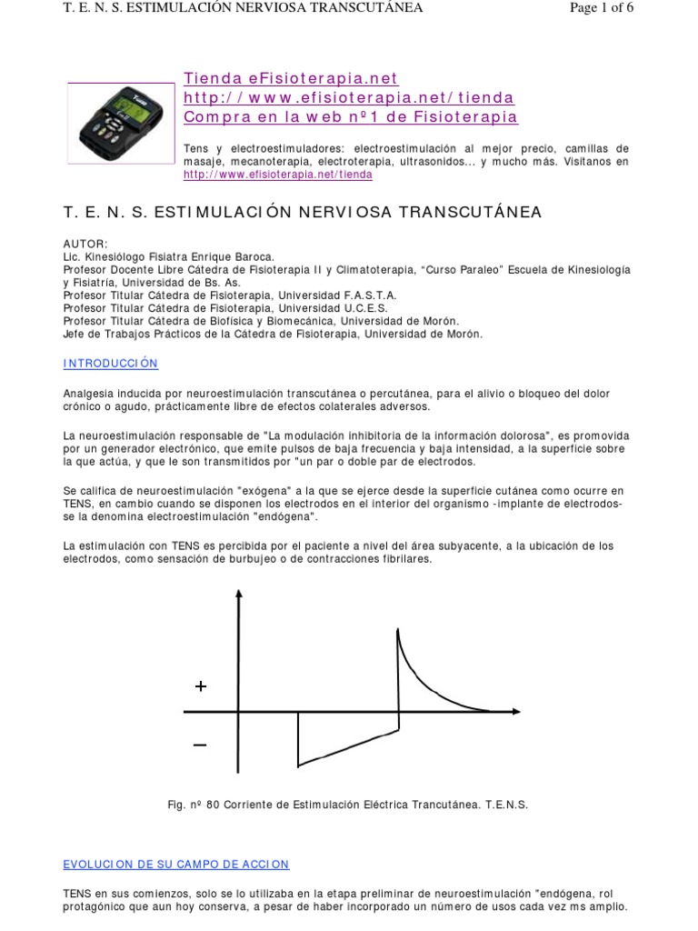 Congelar Contar Petición Clase de TENS | PDF | Neurona | Dolor