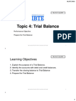Topic 4: Trial Balance: Learning Objectives