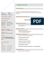 CV for NDT Technician