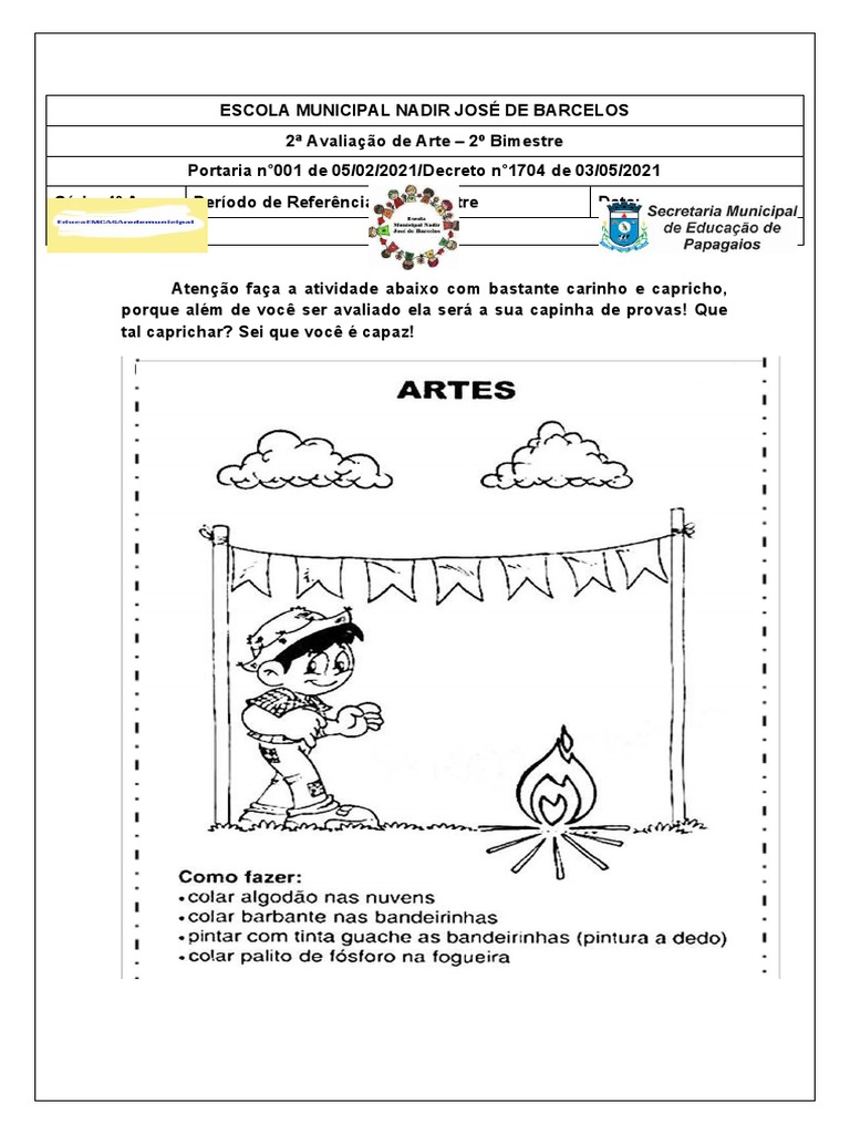 2 Avaliação de Arte - 2º Bimestre | PDF | Estudos de Línguas Estrangeiras