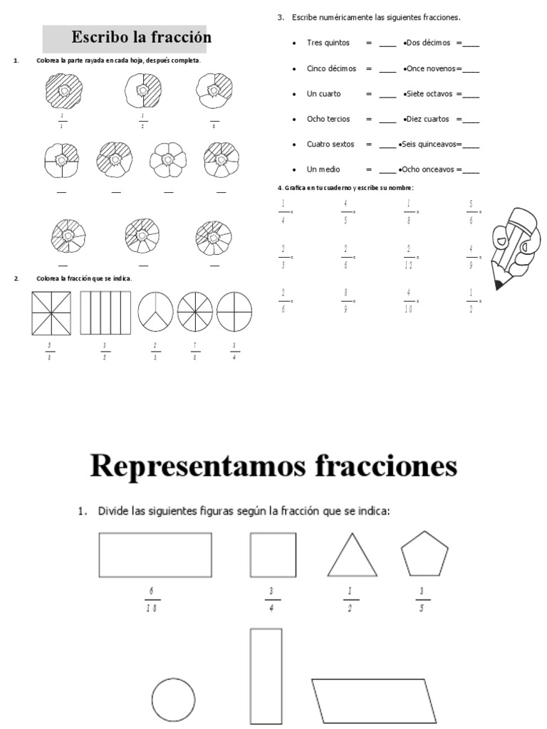Hojas de Trabajo de Fracciones: Cree Recursos Matemáticos Interactivos, image size:768x1024