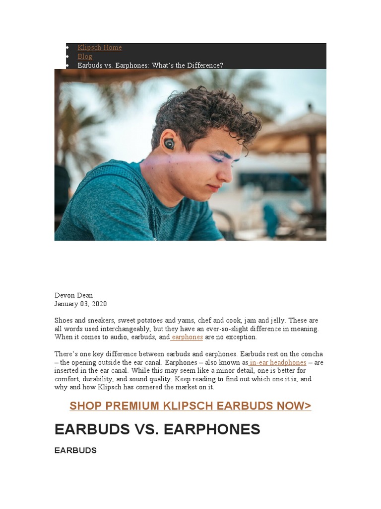 Smartphone23 Earbuds vs. Earphones What's The Difference PDF