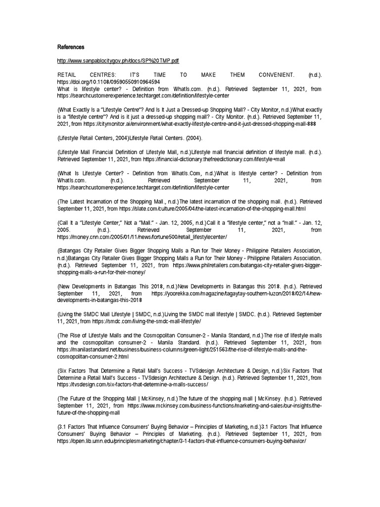 References | PDF | Retail | Shopping Mall