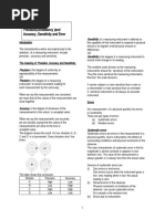 Lesson 3 Precision (Consistency) and Accuracy, Sensitivity and Error