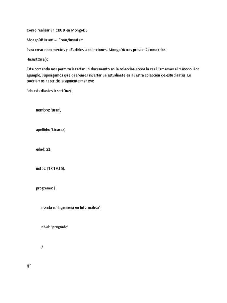 Mongodb Crud | PDF | Mongo Db | Datos de computadora