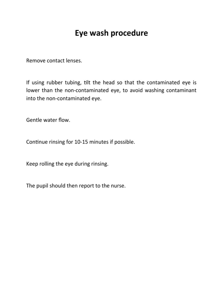 Eye Wash Procedure PDF