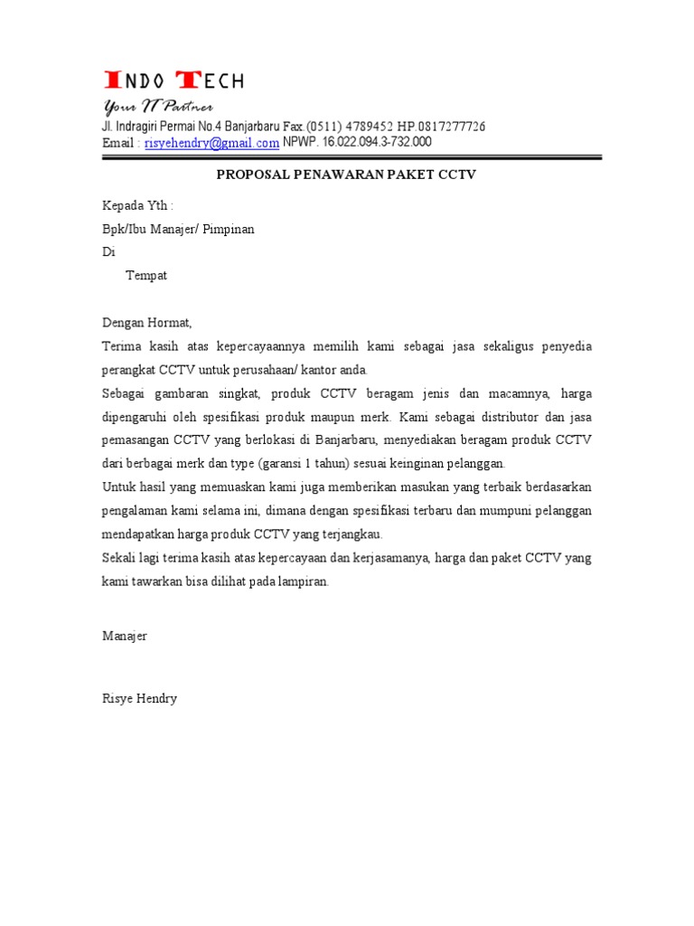 Proposal Penawaran Paket Cctv