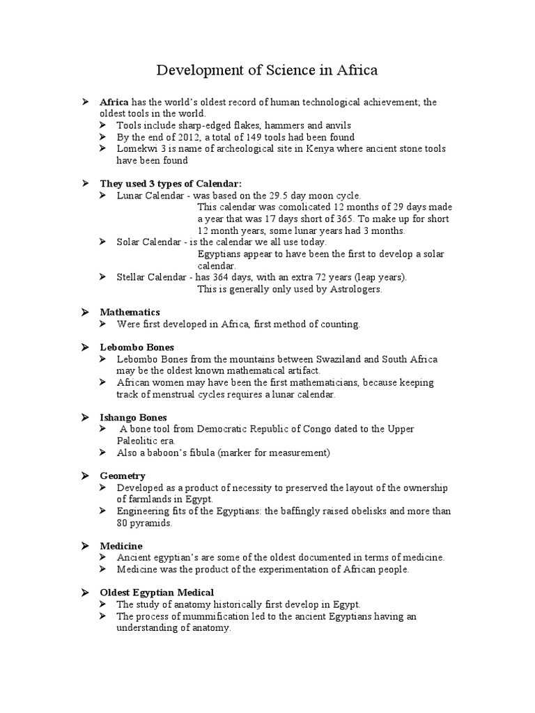 Ancient African Scientific Achievements | PDF | Ancient Egypt | Calendar