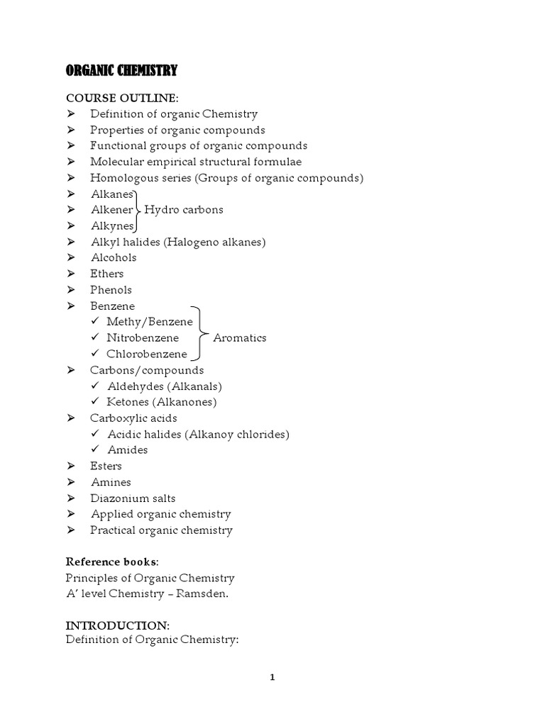 Organic Chemistry Course Overview | PDF | Alkane | Alkene