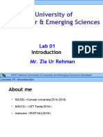 National University of Computer & Emerging Sciences: Lab 01 Mr. Zia Ur Rehman