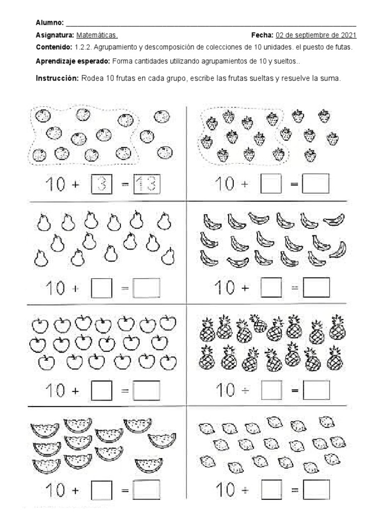Ejercicios de Agrupamiento en 10 | PDF