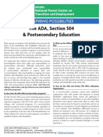 ADA, Section 504 and Post-Secondary Education