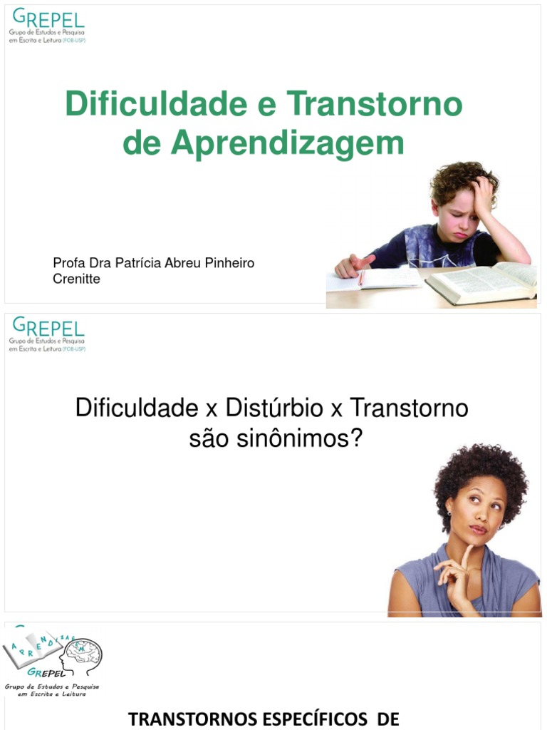 Distúrbios de Aprendizagem e Sinônimos | PDF | Dislexia | Distúrbio mental