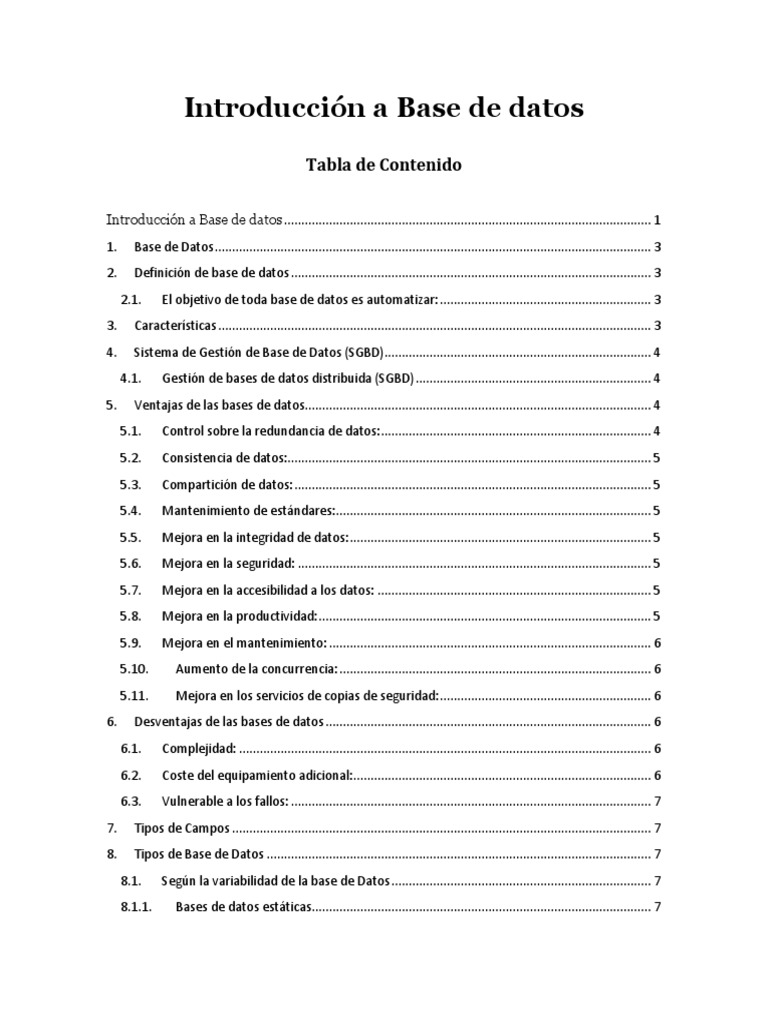 Introducción a Bases de Datos y SGBD | PDF | Bases de datos | Base de ...