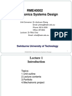 RME40002 Mechatronics Systems Design: Swinburne University of Technology