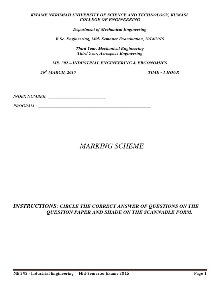 2015 ME 392 Industrial Engineering Exam | PDF | Engineering | Systems ...