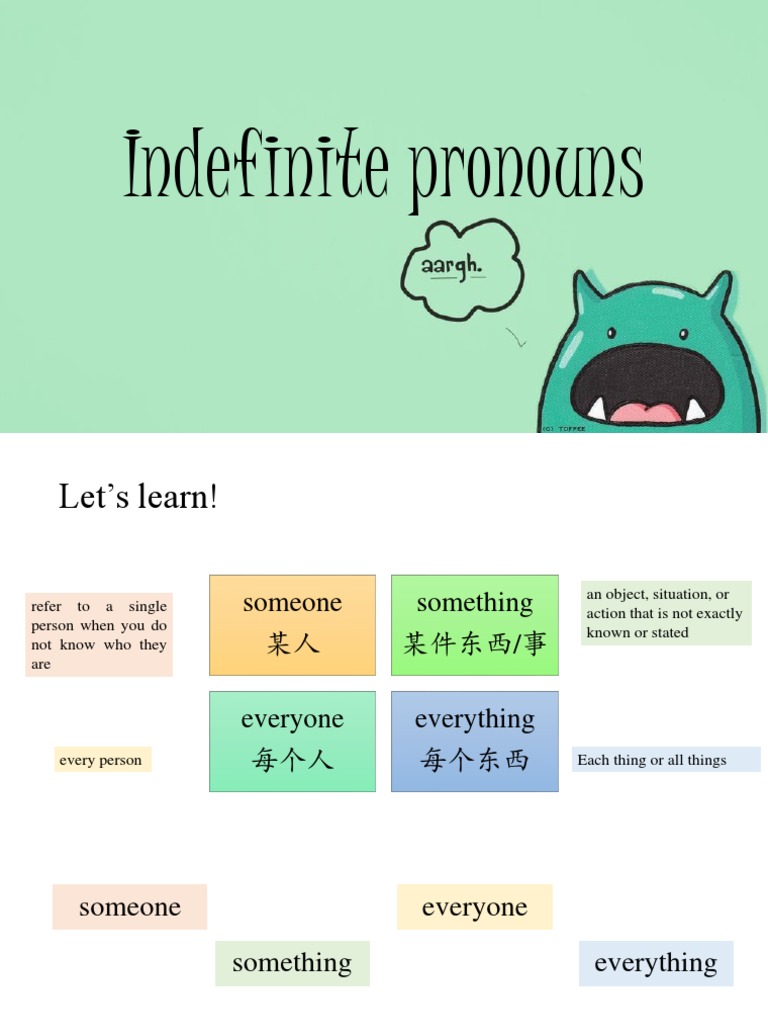Indefinite Pronouns (Notes) | PDF | Grammar | Linguistic Morphology