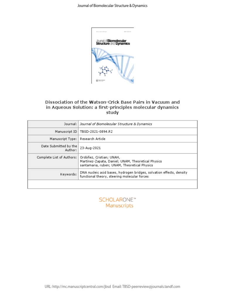 For Peer Review Only PDF Base Pair Nucleic Acid Double Helix