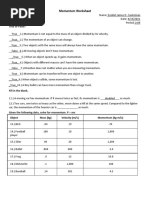 Momentum Worksheet: True or False?