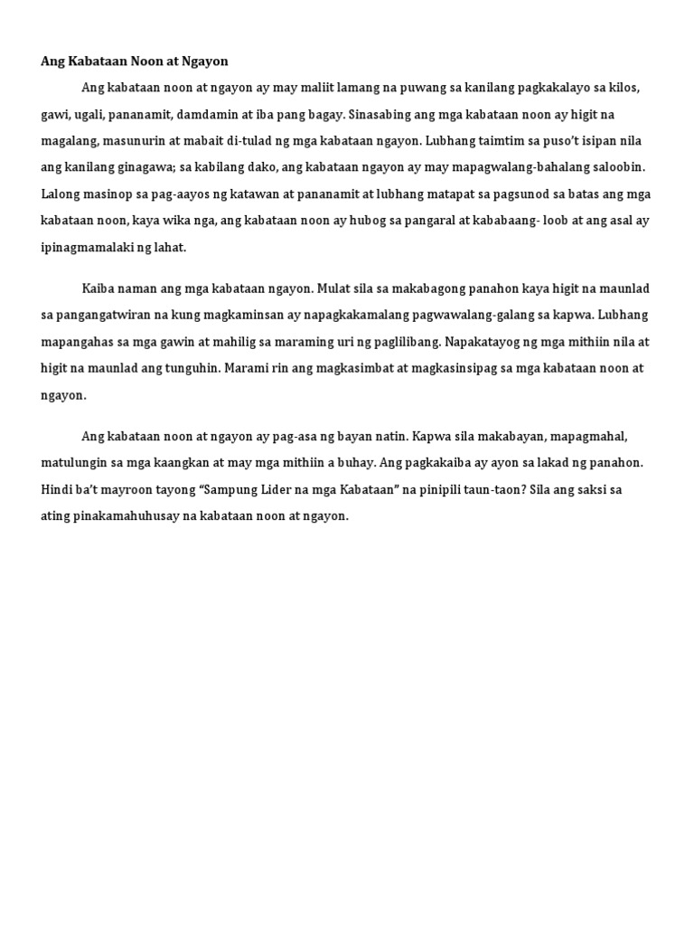 Ang kabataan noon at ngayon essay 08 image