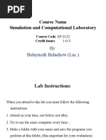 Course Name Simulation and Computational Laboratory: by Belaynesh Belachew (Lec.)