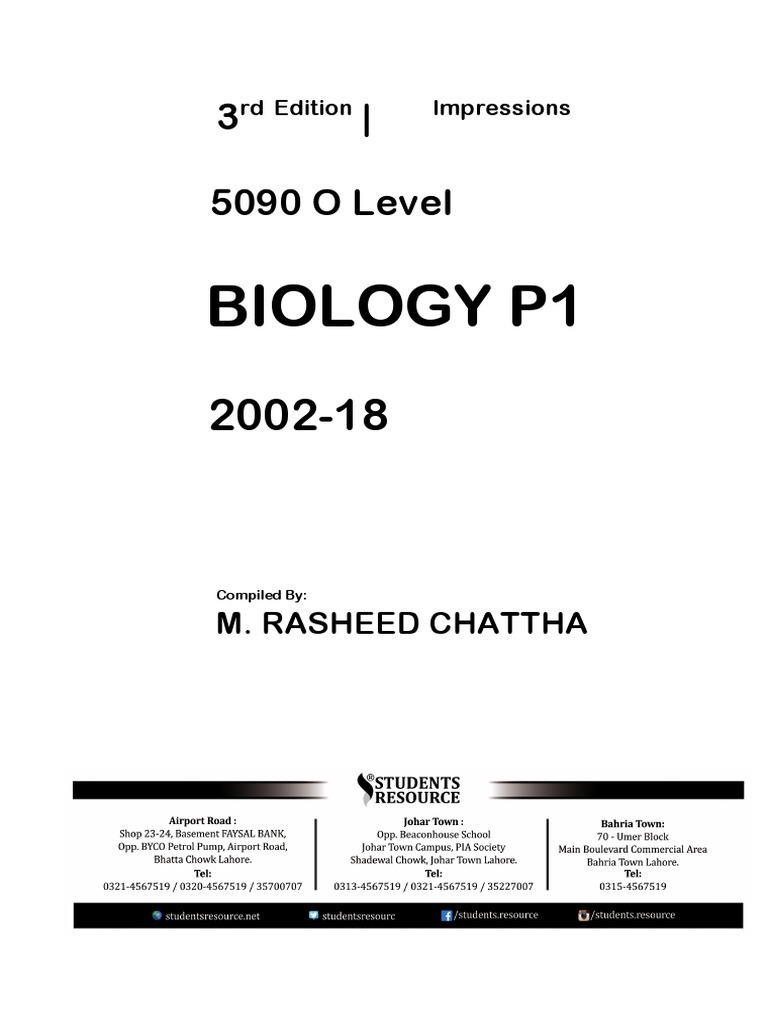 O Level Biology Topical Papers 2002-2018 | PDF | Photosynthesis | Cell ...