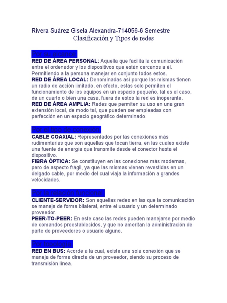 Clasificación y Tipos de Redes-Topologías - RDC | PDF | Topología de la ...