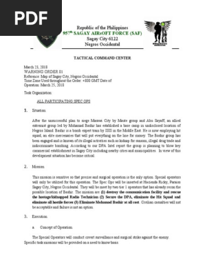 OP Swan Warning Order I