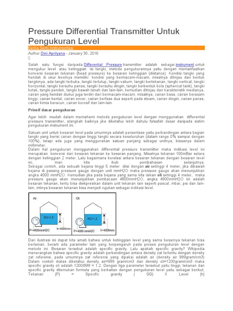 MENGUKUR LEVEL DENGAN DIFFERENTIAL PRESSURE TRANSMITTER PDF
