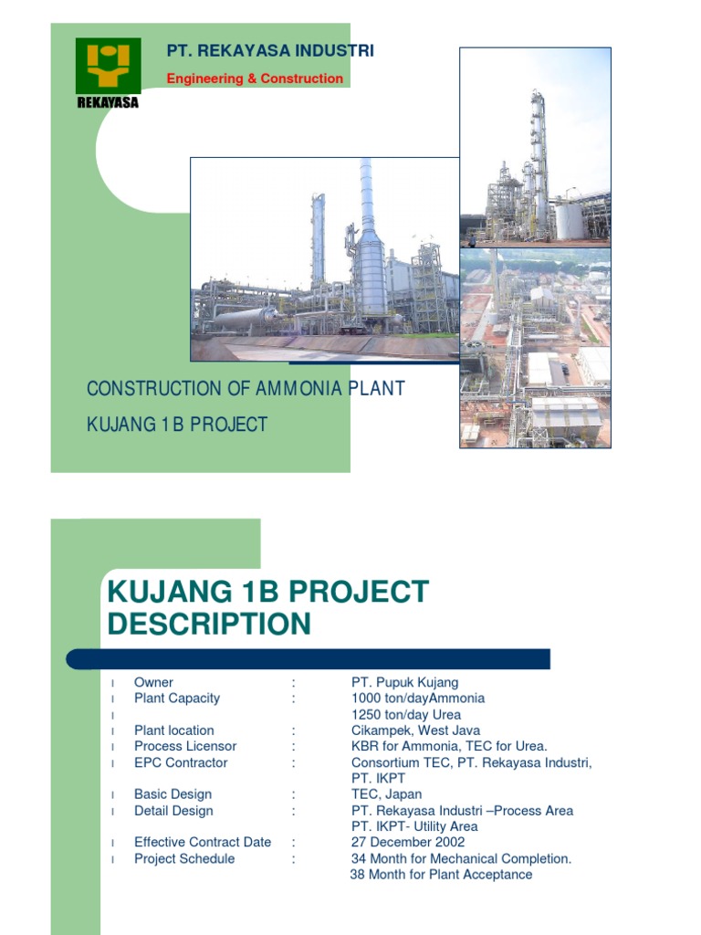 Construction of Ammonia Plant Kujang 1B Project: Pt. Rekayasa Industri