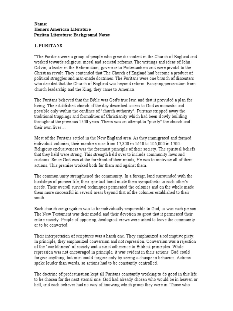 Puritan religious group in historical setting