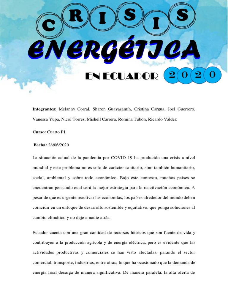 Crisis Energética en Ecuador | PDF | Consumo mundial de energía | Uso ...