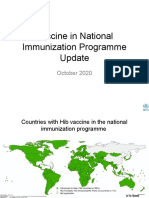 Vaccine in National Immunization Programme Update: October 2020